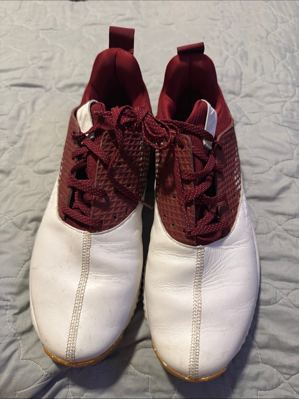 adidas Men's White and Burgundy Athletic Sneakers